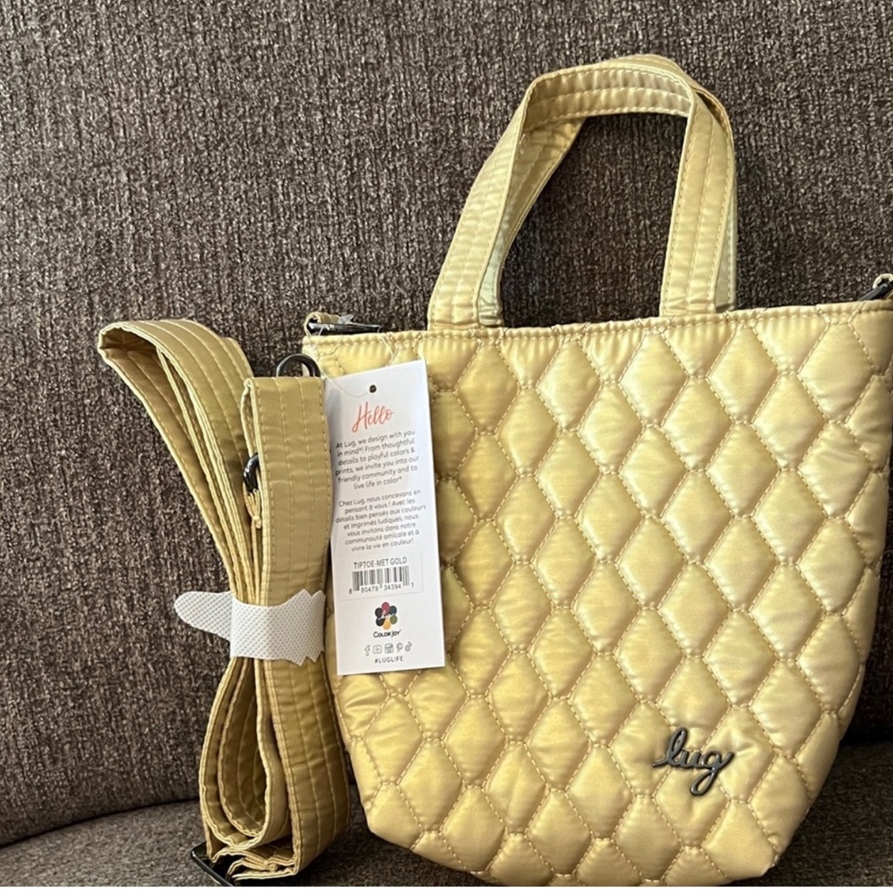 🐢 Lug Tip Toe Crossbody Bag. Metallic Gold NWT